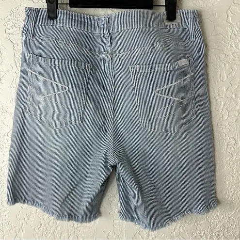 Seven 7 Striped Sunset Bermuda Raw Hem Denim Shorts Size 12