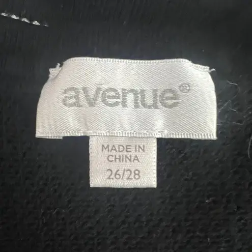 Avenue Striped Neutral Womens Short Sleeve Sweater Size 26/28 Stretch Gray Black