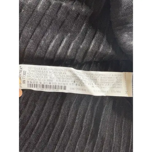 ZARA NWT  Shimmery Metallic Silver Black Ruffle Party Mini Dress Size Large