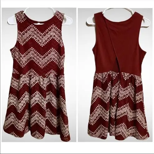 Xhilaration Xhileration Red White Soft Zig Zag Dress Size Large