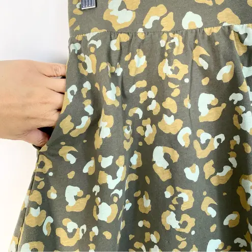 Pact Fit and Flare Skirt Green Animal Print Organic Cotton X-Small XS