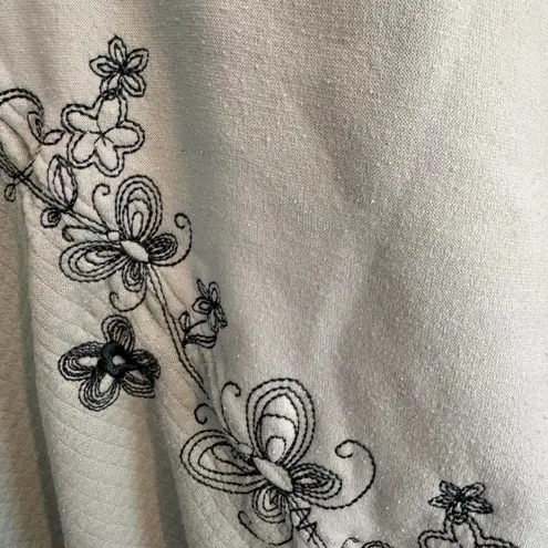 Comfort Corner Sage Green Floral Embroidered Quarter Zip Pullover Size L