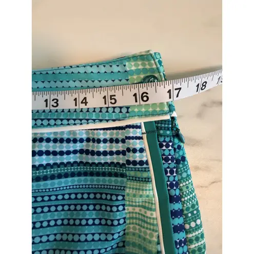 EP Pro Women's Skirt Blue Green Geometric Print Elastic Waist Size 10