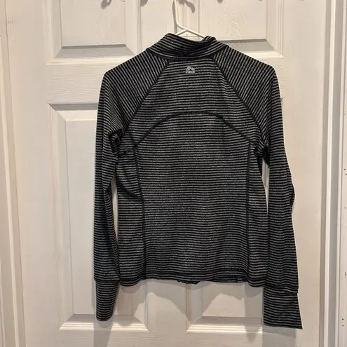 RBX Women’s Small Full Zip Lightweight Activewear Jacket Black Gray Striped Black