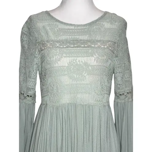 NEW Altar’d State Womens Lace Dress Size S Boho Short Flutter Sleeve Lined Green