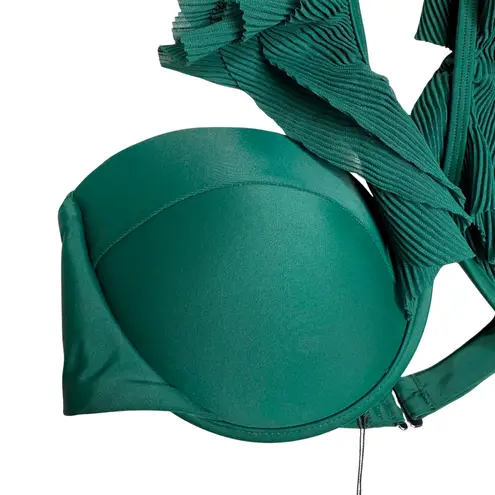 Andrea Iyamah Salama Convertible Bikini Top Size Large Green Ruffle Resort Swim