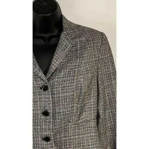 Cynthia Howie Women's Black Tweed Crop Silk Button Blazer Jacket Size Petite 4P