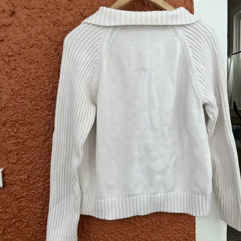 Relativity 1/4 Zip Cream Sweater- 100% Cotton. Petite Large