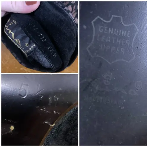 Nina BLACK & BROWN SPOTTED GENUINE SUEDE PULL ON KNEE HIGH BOOTS (5.5)