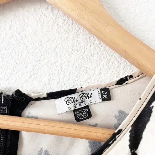 Chi Chi London Adelina Monochrome Satin Midi Dress in Black White