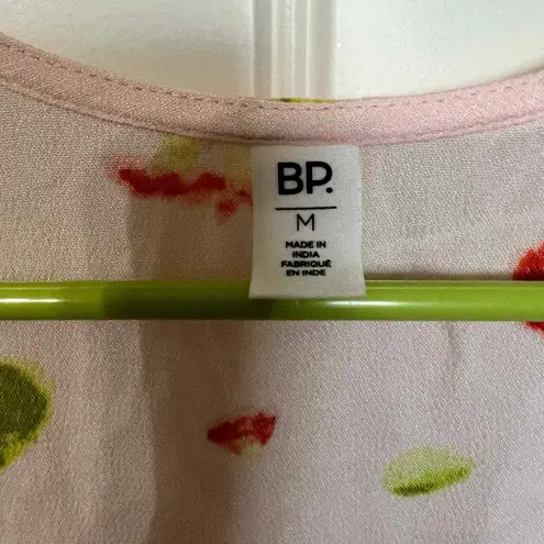 BP . Pink Floral Print Puff Sleeve Cropped Blouse V-Neck Summer Top Size M - Image 3