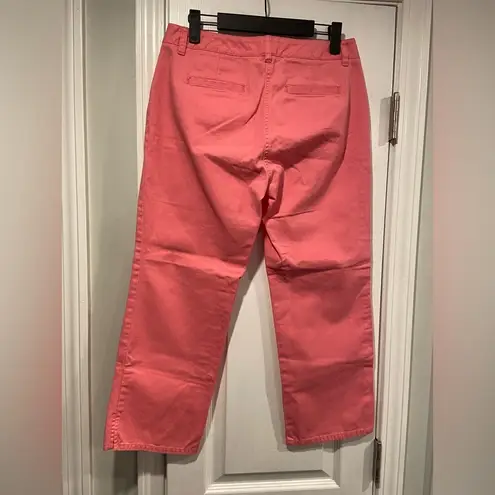 J.Crew  Size 4 Pink Cotton Chino Cropped Pants Split Hem Pockets Beachy Preppy - Image 6
