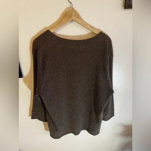 Rafael Woman Abstract Seersucker Ribbed open cardigan size 1X brown