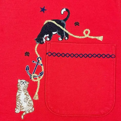 Bonworth Vintage 80s 90s Nautical Kitty Cat Tee Top Size Large Sailing