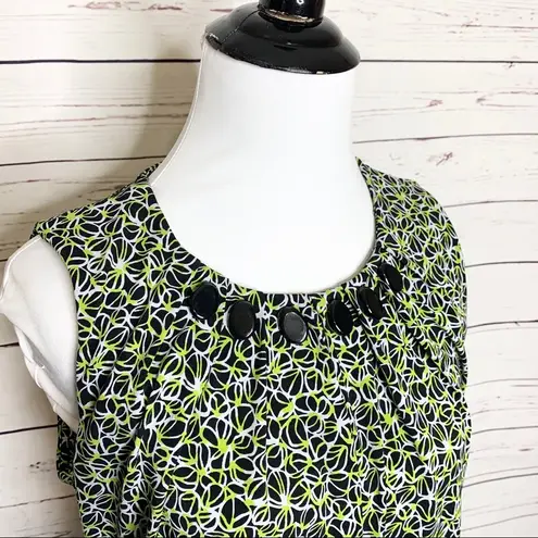 Josephine Chaus Josephine Studio Jeweled Collar Green & Black Sleeveless Blouse Petite Medium