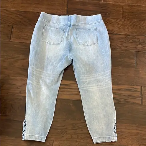 Soft Surroundings Blue Ankle Cropped Jeans with Decorative Hem