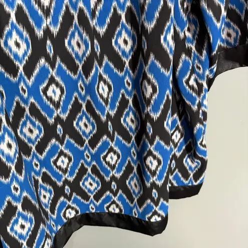 Maggie Barnes Blue & Black Ikat Kaftan Style Tunic Top - 3X - Women's Plus Size
