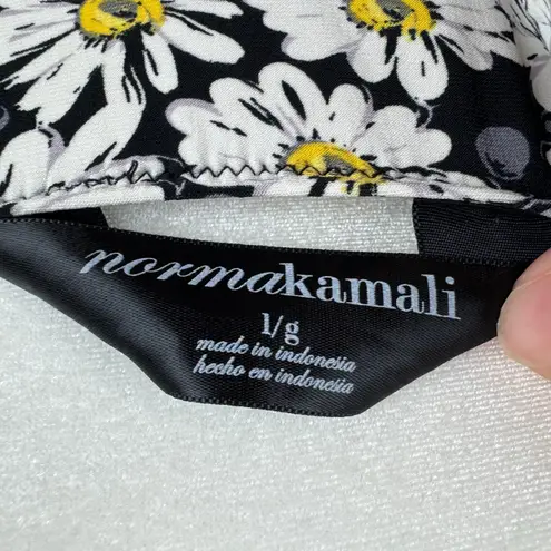 Norma Kamali Womens Diana Black Daisy Halter Neck Dress Sz L Retro Pinup Casual