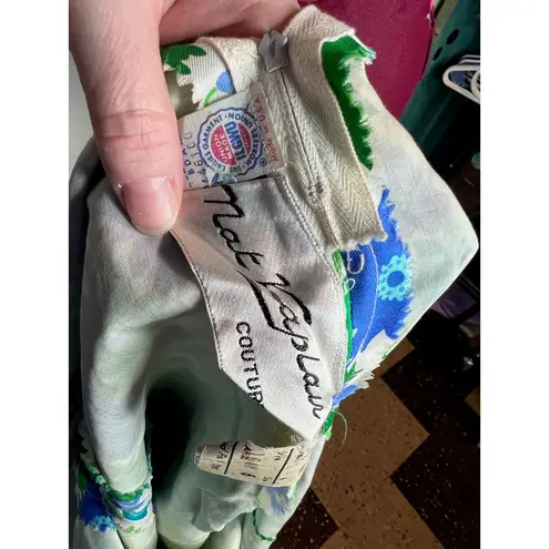 dress floral bright green blue white 1970s Size 6