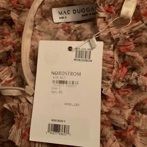 Mac Duggal NWT 8060 Ruffle Tiered Short Sleeve A Line Dress Beige 2