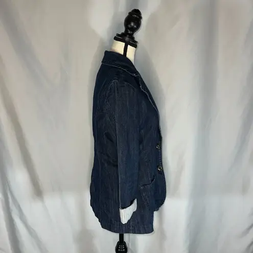 Baccini - Ladies Medium Denim Jacket Cuffed 3/4 Sleeve Vintage Classic