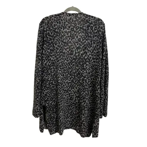 360 Cashmere  Gray Cheetah Print Open Cardigan Size Large