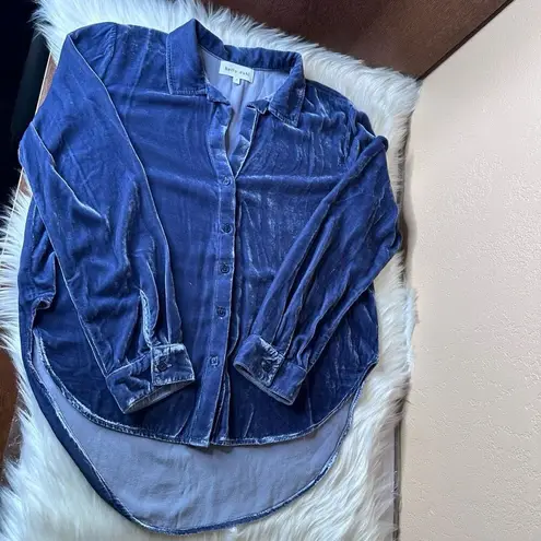 Bella Dahl Clean Long Sleeve Shirt Nordic Blue Velvet Size Small