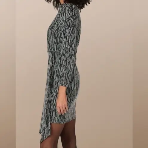 Aidan Mattox 🍒SIZE 0 XS 🍒BLACK & SILVER METALLIC WRAP PARTY DRESS THE REAL REAL