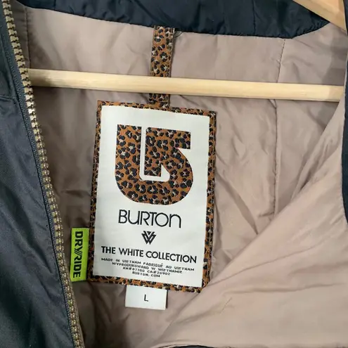 Burton Snow Jacket Dryride White Collection Faux Leather Sleeves