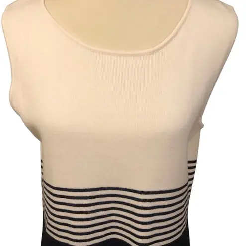 Jessica Holbrook Easy Care Navy Blue & White Striped Sleeveless Sweater Dress Si Size L