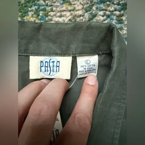 Vintage NOS Pasta International green cotton zip vest, size large