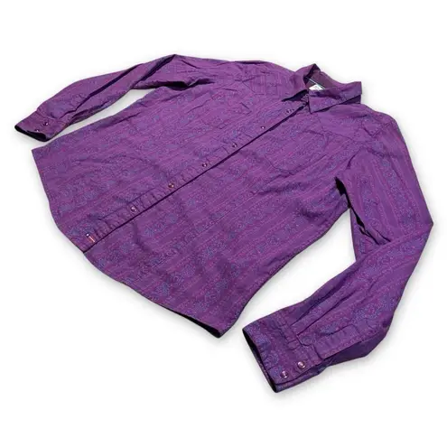 Wrangler Vintage  Blues Horseshoe Print Button Shirt Purple Blue Women’s Large