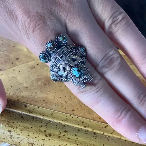 Matrix Turquoise Kachina Doll Ring Size 9 Silver