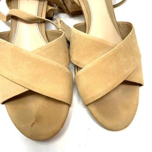 Brian Atwood  Astor Camel Nubuck Lace Up Tie Sandals Size US 8.5