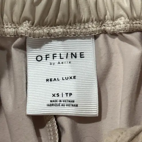 Aerie OFFLINE By  Pants Womens XS Real Luxe Beige Wide Leg Pockets Faux Leather