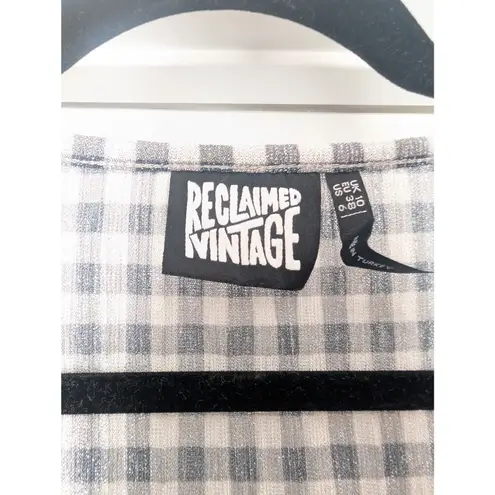 Reclaimed Vintage Metallic Gingham Wrap Crop Top UK 10 / US 6 Black