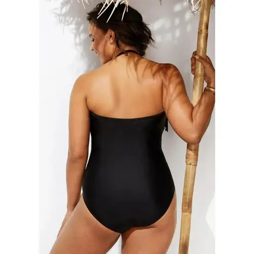 NWT Swimsuits for All black fringe bandeau one piece swimsuit Sz 26