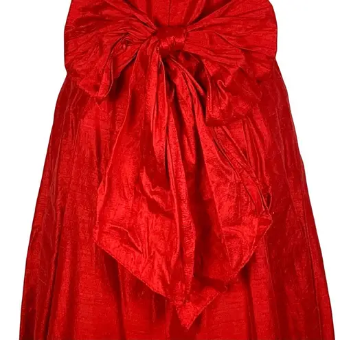 Watters & Watters Red Silk Midi Bridesmaid Dress 10 Strapless/Convertible Pleat