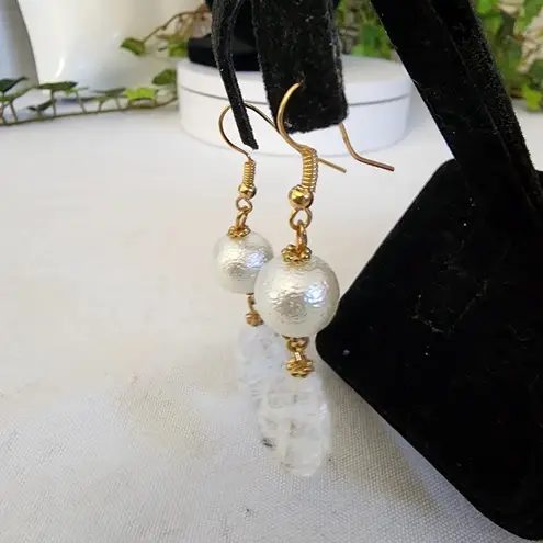 Gold Mixed Media Statement Necklace and Earrings Set