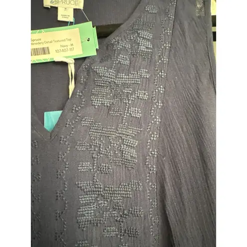 Market & Spruce Stitch Fix Embroidery Sleeveless Top Medium Navy Blue NWT