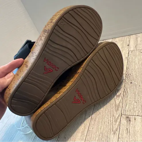 Vionic Wedge Sandal Women's 8 Black Anitra Cork Wedge Adjustable Straps