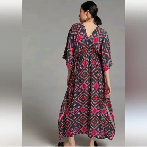 ***Rujuta Sheth Anthro Marie Cinched Caftan/Kaftan Pink Rose Diamond Print Dress Size undefined