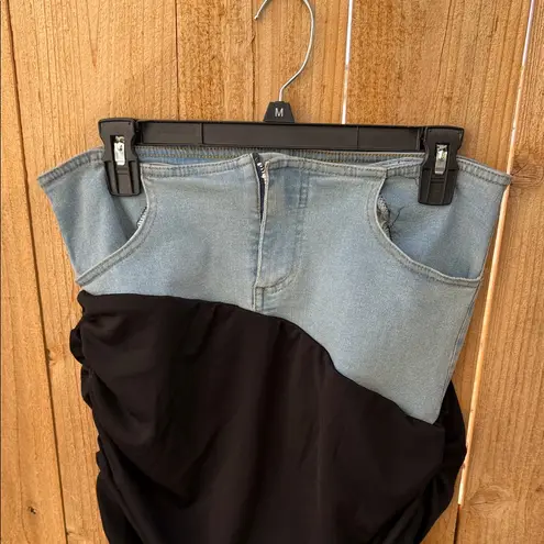 Micas Chic Black and Blue Maxi Skirt