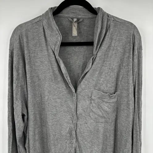 SKIMS Waffle Knit Button Up Pajama Top Grey Size L G