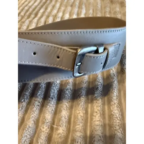 Free People  Statement Medallion Wide Leather Belt Gray Double Buckle M/L