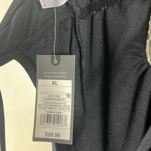 Mossimo NWT Black Crochet Lace One Piece Open Back Swimsuit Size XL