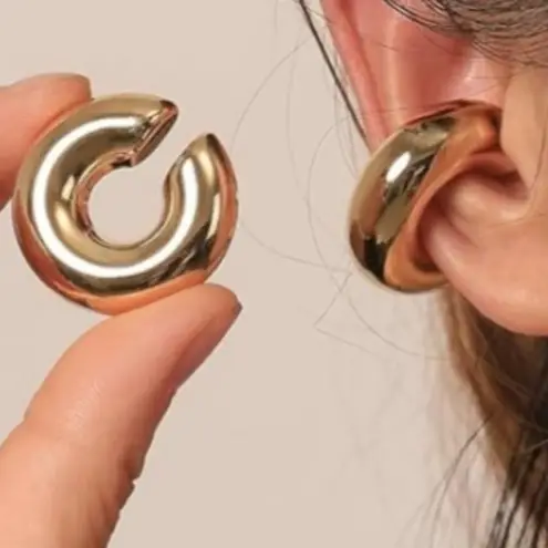Chunky Gold Steel C Ear Cuff Non Piercing