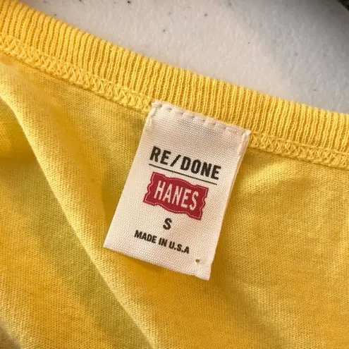 RE/DONE Hanes Womens Tank Top Sleeveless Scoop Neck Pullover Solid Yellow S