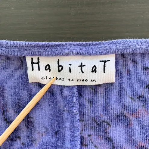 Habitat Womens Long Sleeve Purple Artsy Tunic Top Size L Made in USA Cotton