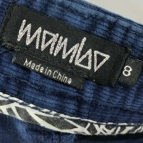 Vintage Y2K Mambo Navy Blue Purple Button Corduroy Micro Mini Skirt 8